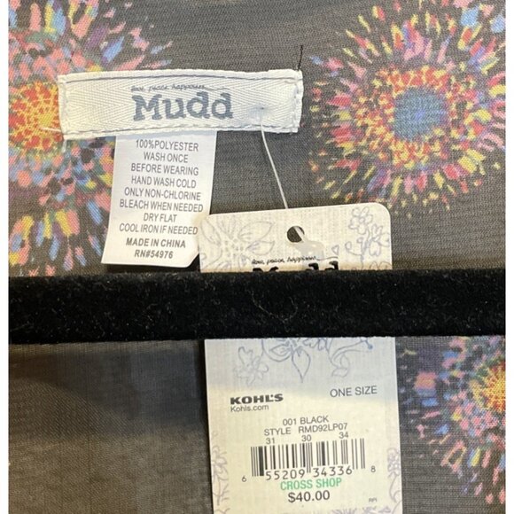 Mudd OS Sheer Black Colorful Circles Kimono Cardigan Satin Trim Beach Preppy NEW - Picture 5 of 6
